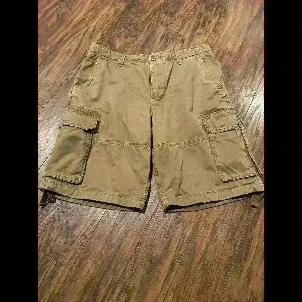 OLD NAVY SURPLUS Brown Military Cargo Canvas Baggy Shorts Mens 36 Vtg